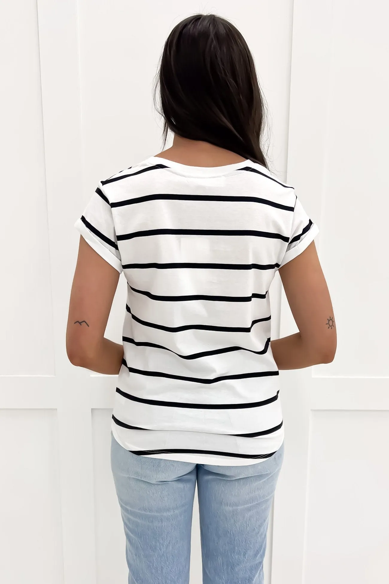 Quick Release Hem Active Style Manly Stripe Tee Black White Stripe