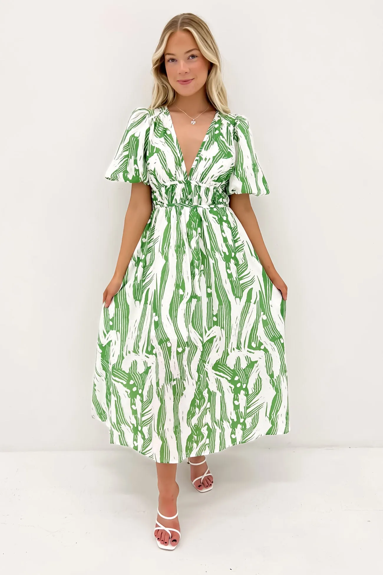 Marcus Midi Dress Green Jungle Mid Fit Flexible Design