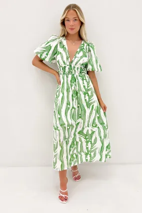 Marcus Midi Dress Green Jungle Simple Comfort Light and Comfortable