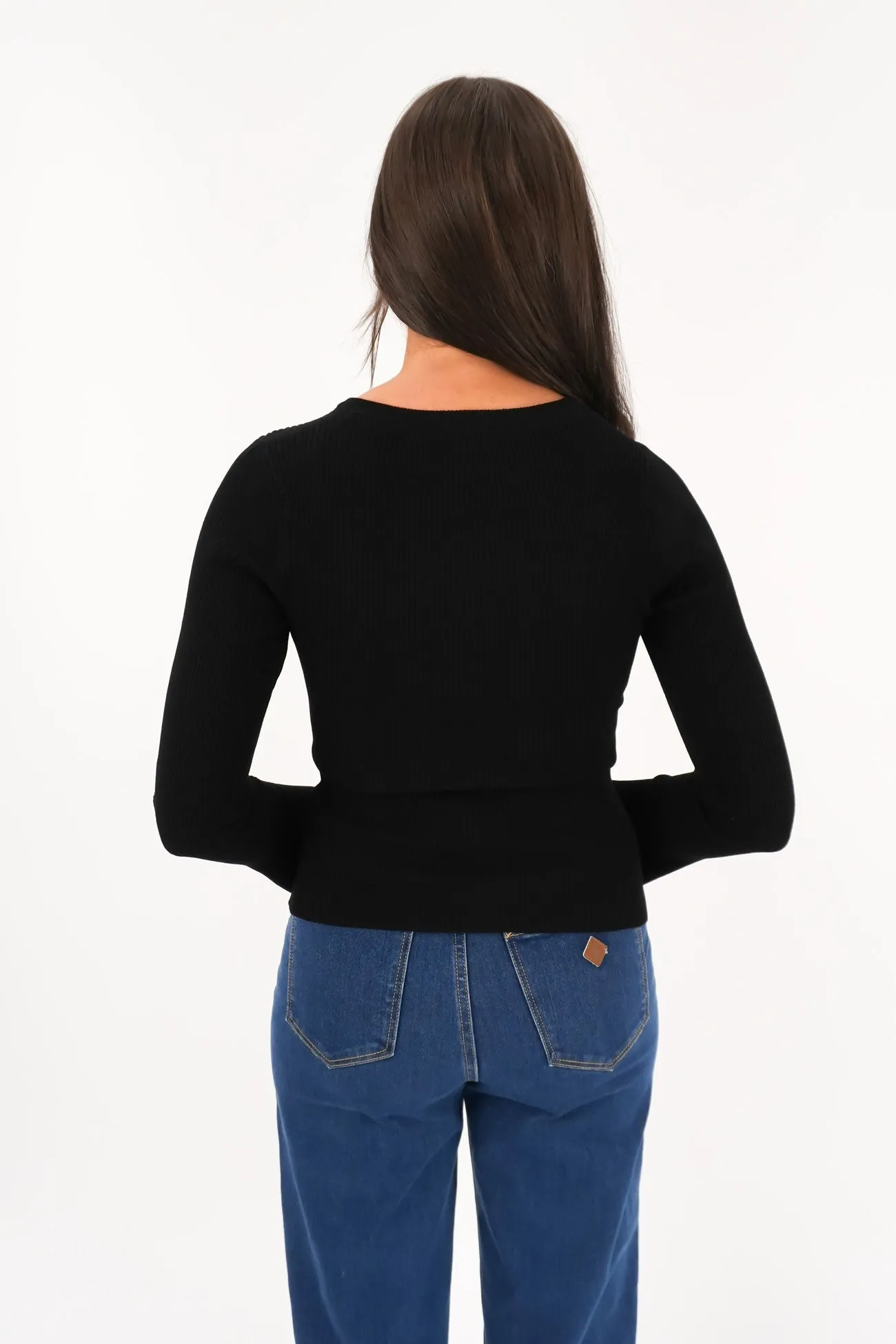 Marleigh Knit Long Sleeve Black Personalized