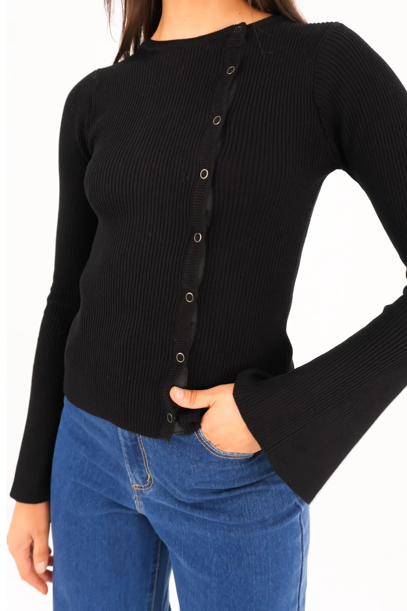 Formal Occasion Towel Marleigh Knit Long Sleeve Black