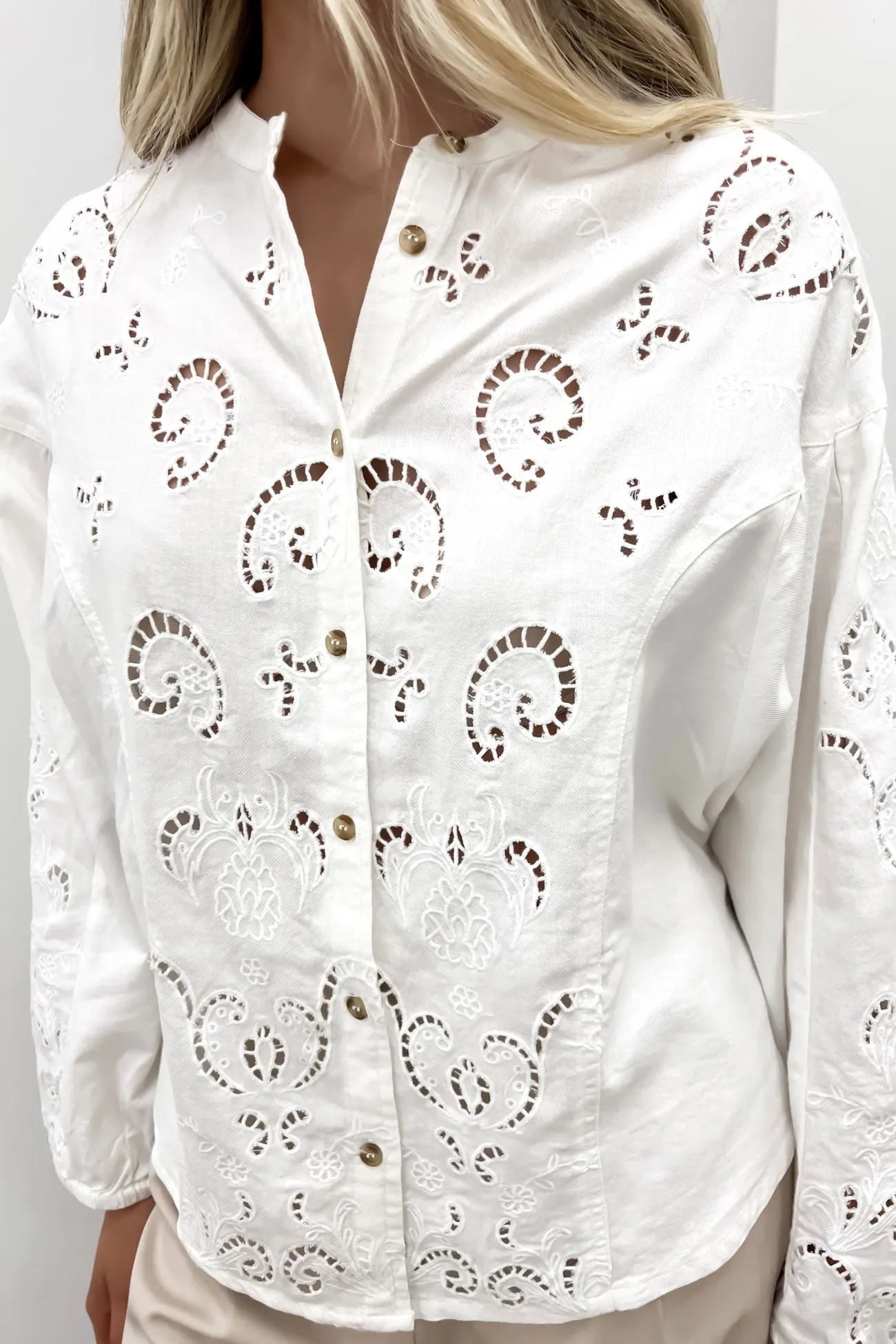 Marlow Blouse Egret Middle - aged Elastic