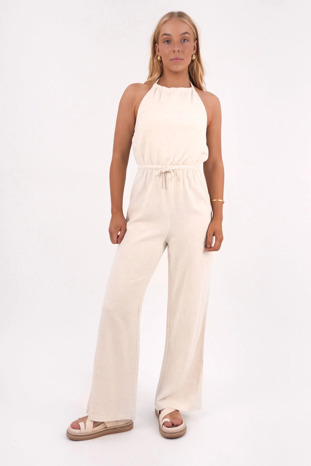 Marlow Halter Jumpsuit Oatmeal Eco Singer