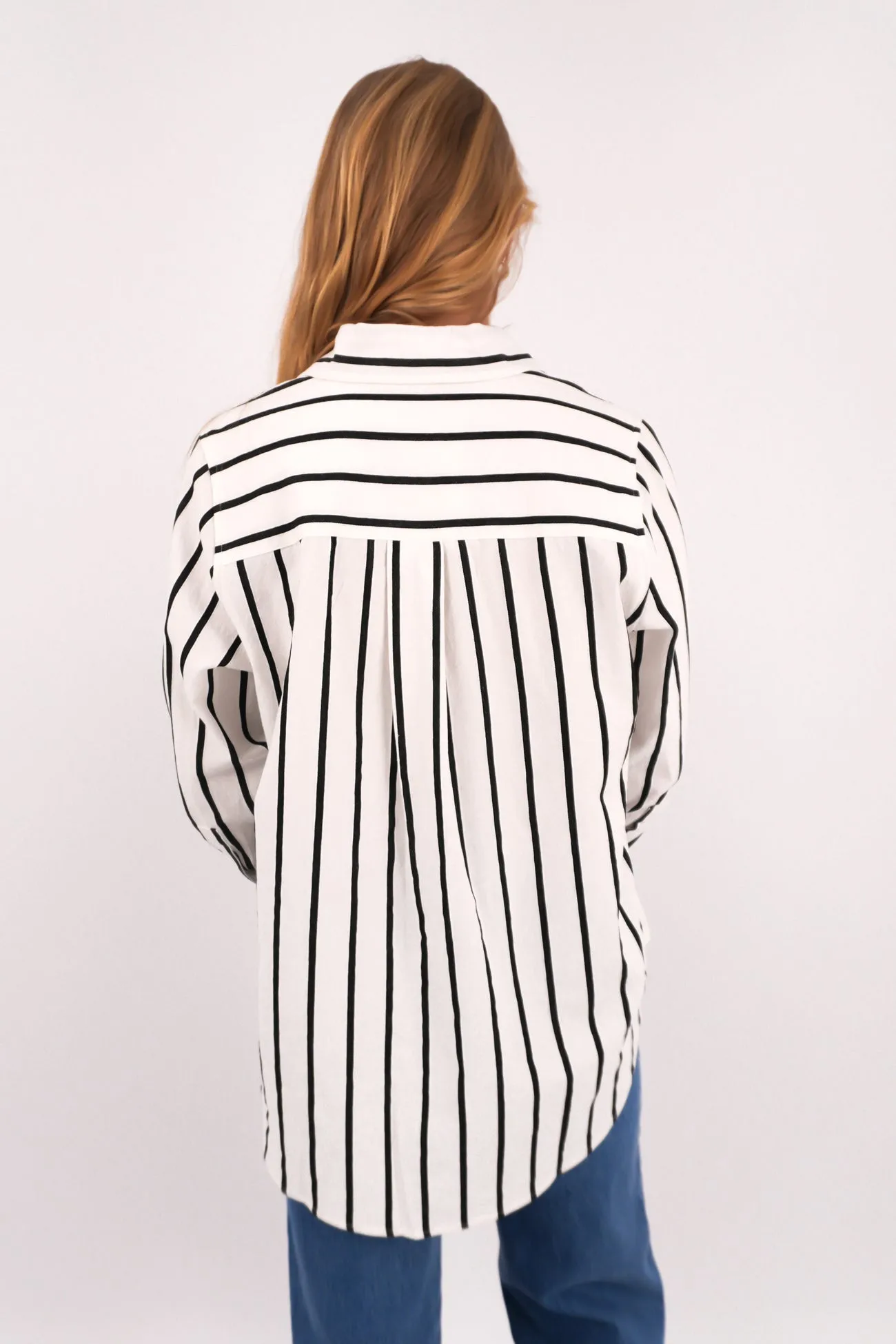 Bold Pattern Reinforced Buttonholes Marnie Shirt White