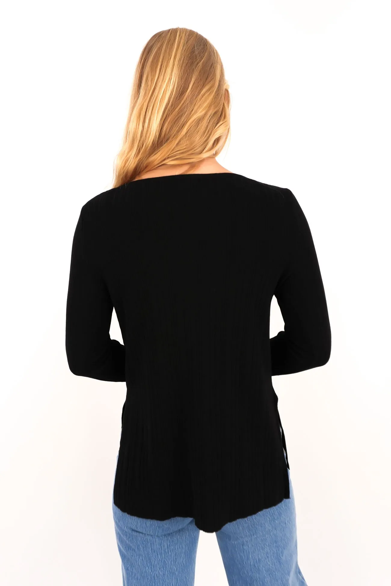 Smooth Finish Marsha Rib Long Sleeve Top Black