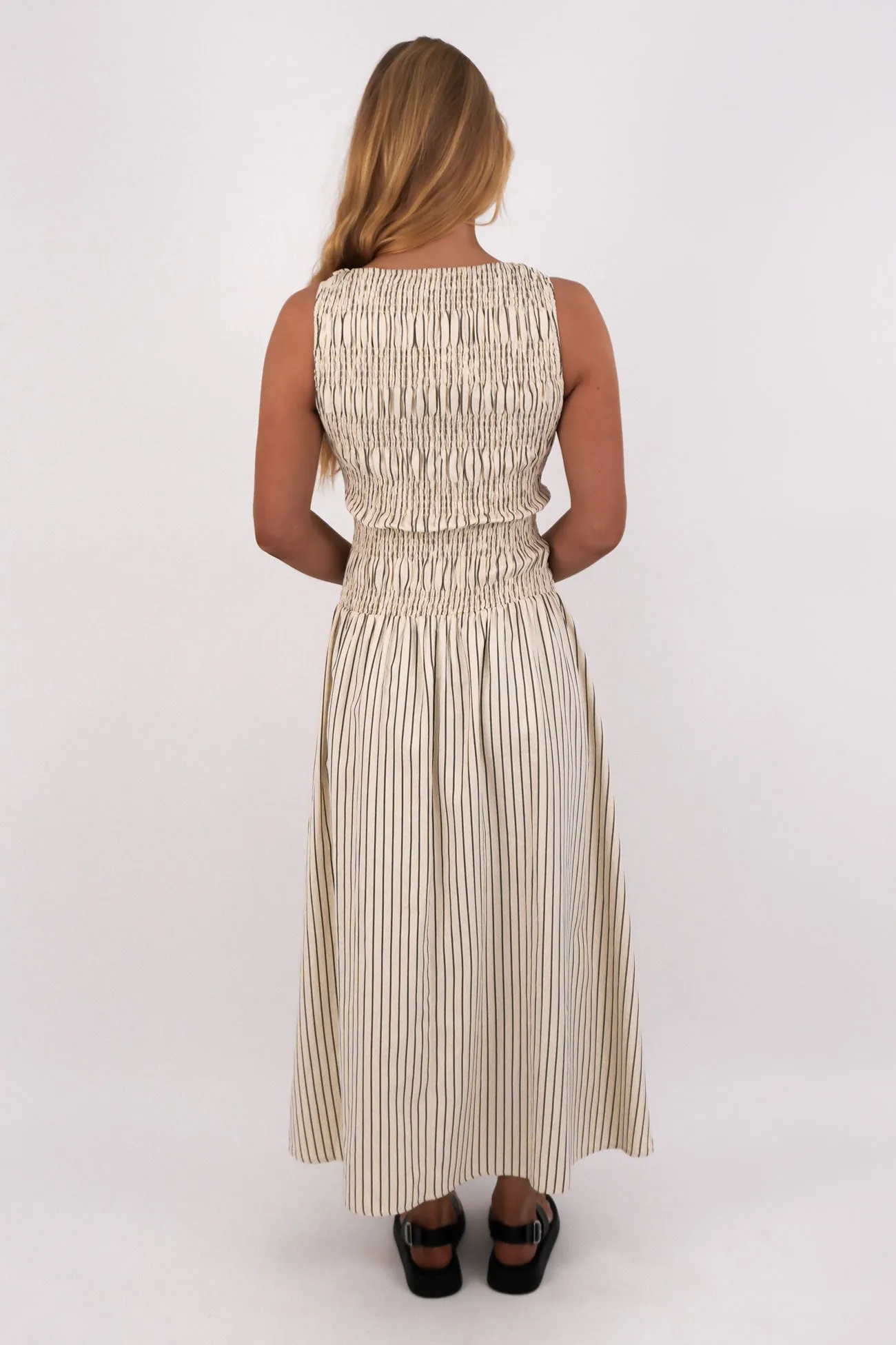Martina Maxi Dress Beige Stripe Perfect Wear