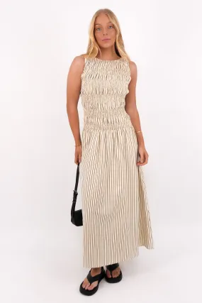 Martina Maxi Dress Beige Stripe Pure Stitch