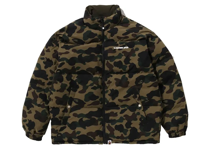Exquisite Bape 1St Camo Reversible Down Jacket Green