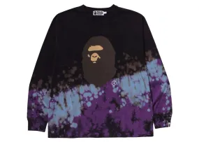 Slip - resistant Bape Tie Dye Ape Head Relaxed Fit L/S Tee Black