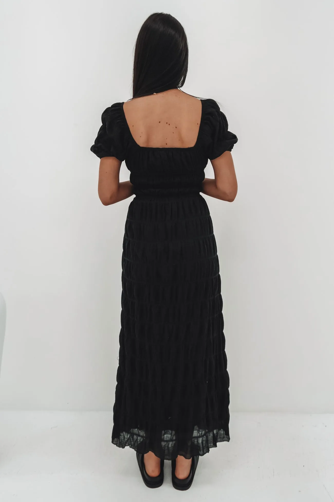 Maude Maxi Dress Black Shiny surface Smart Tones