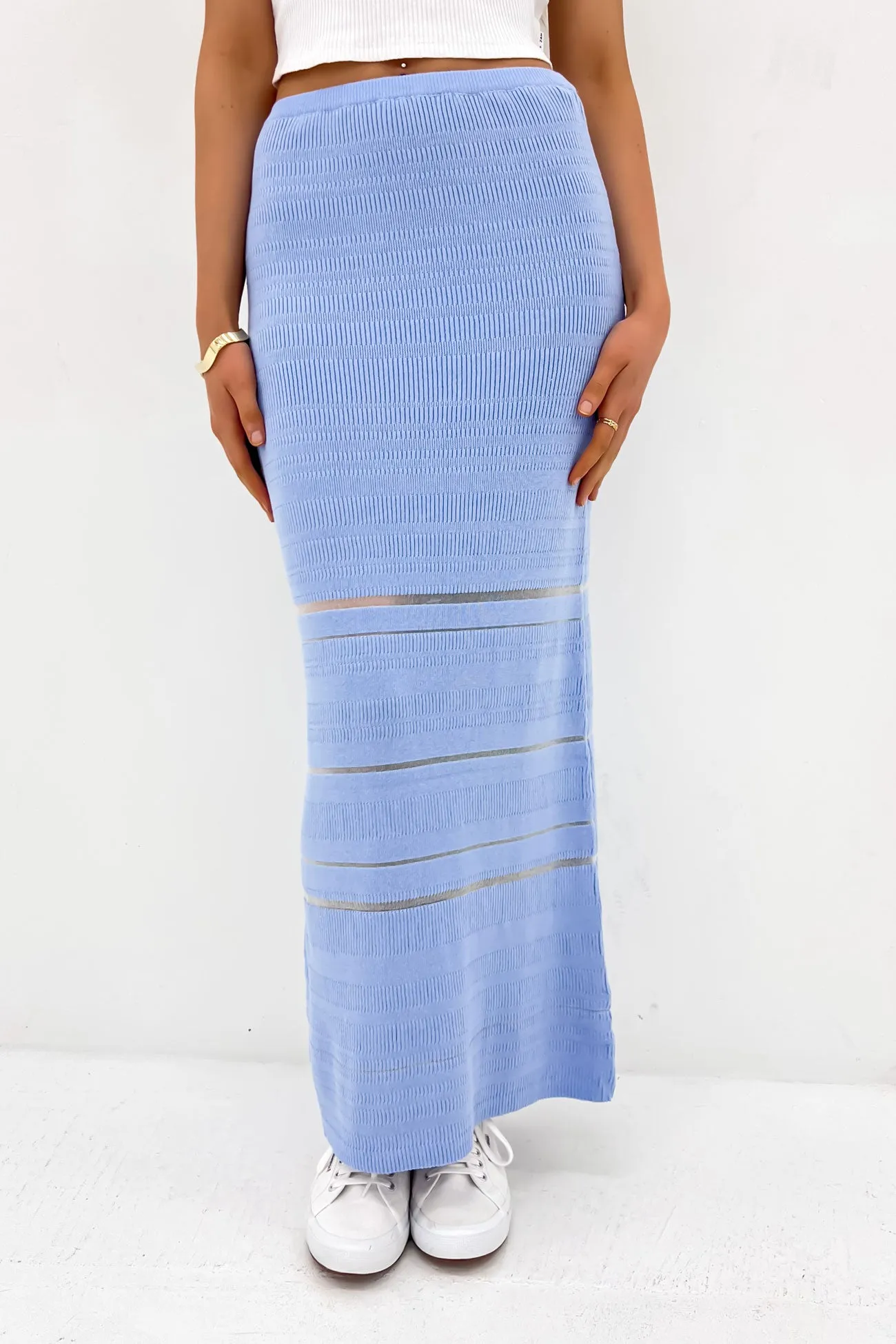 Maya Knit Midi Skirt Blue Neat Look