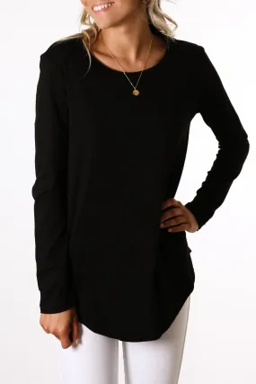 Stretchy Indoor dweller Megan Long Sleeve Top Black