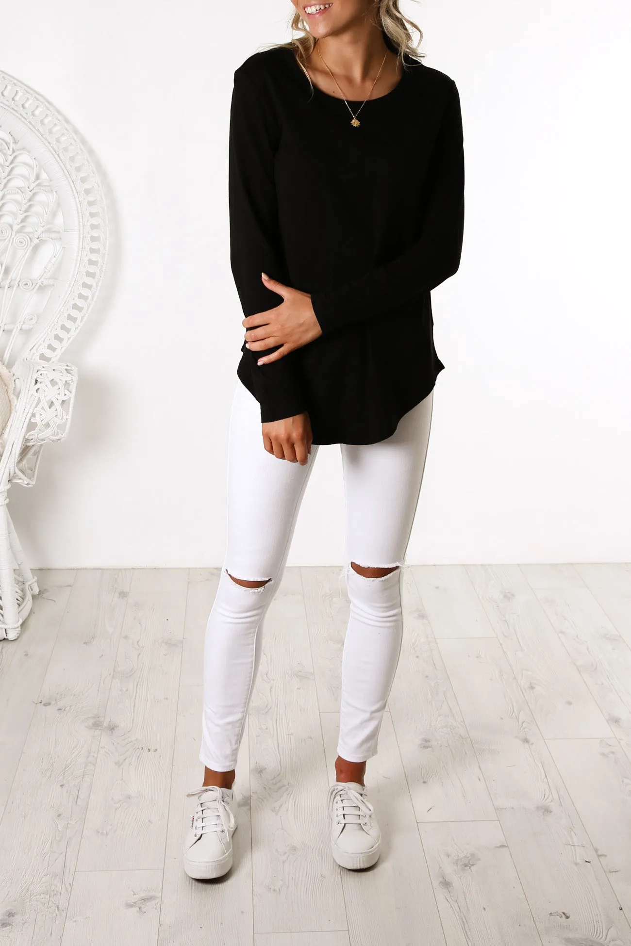 Spice Meeting Megan Long Sleeve Top Black