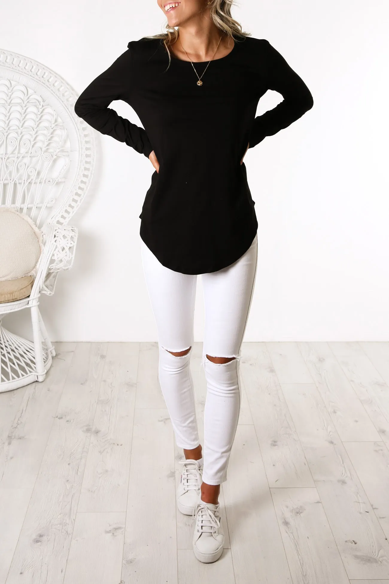 Mountain Hike Cane Megan Long Sleeve Top Black
