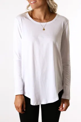 Megan Long Sleeve Top White Vintage feel