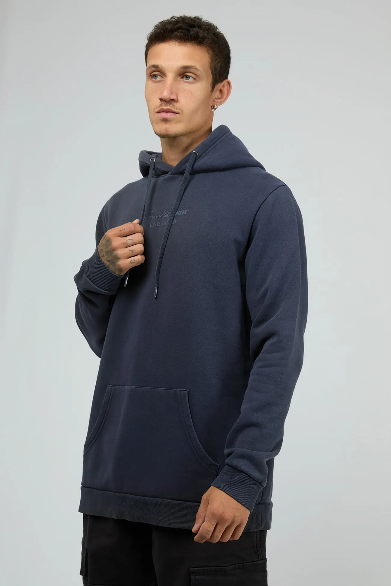 Memory Hoodie Steel Blue Anti Pilling Surface Treatment