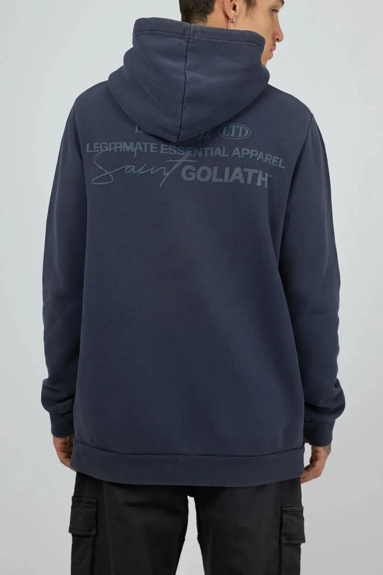 Memory Hoodie Steel Blue Taped Seams