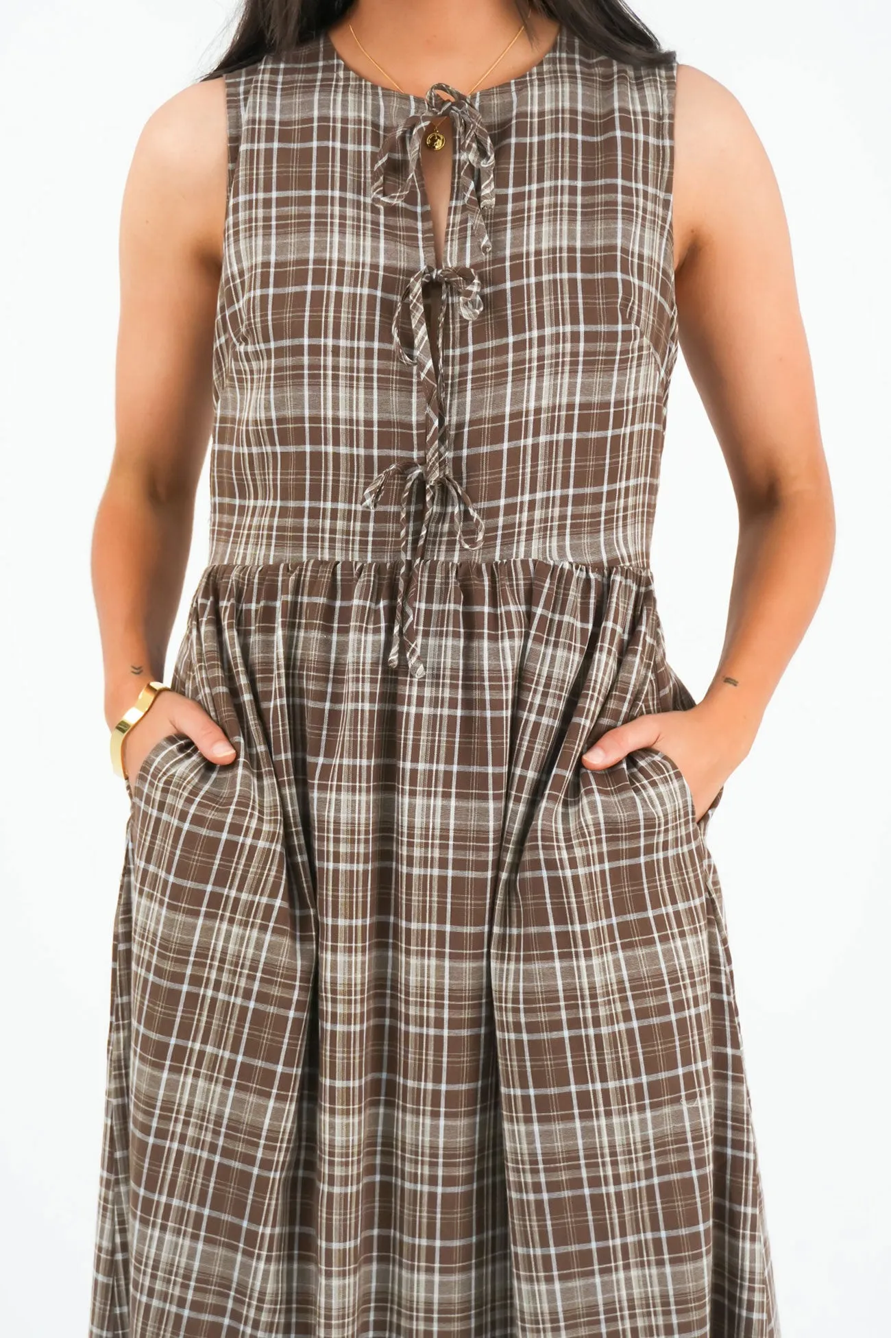 Wrap Glow All-Occasion Look Memphis Maxi Dress Brown Check