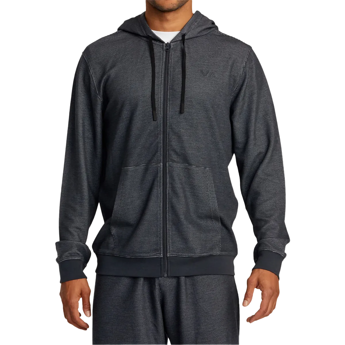 Men's Cable Waffle Zip Hood Natural Fiber Blend Seasonal Layer