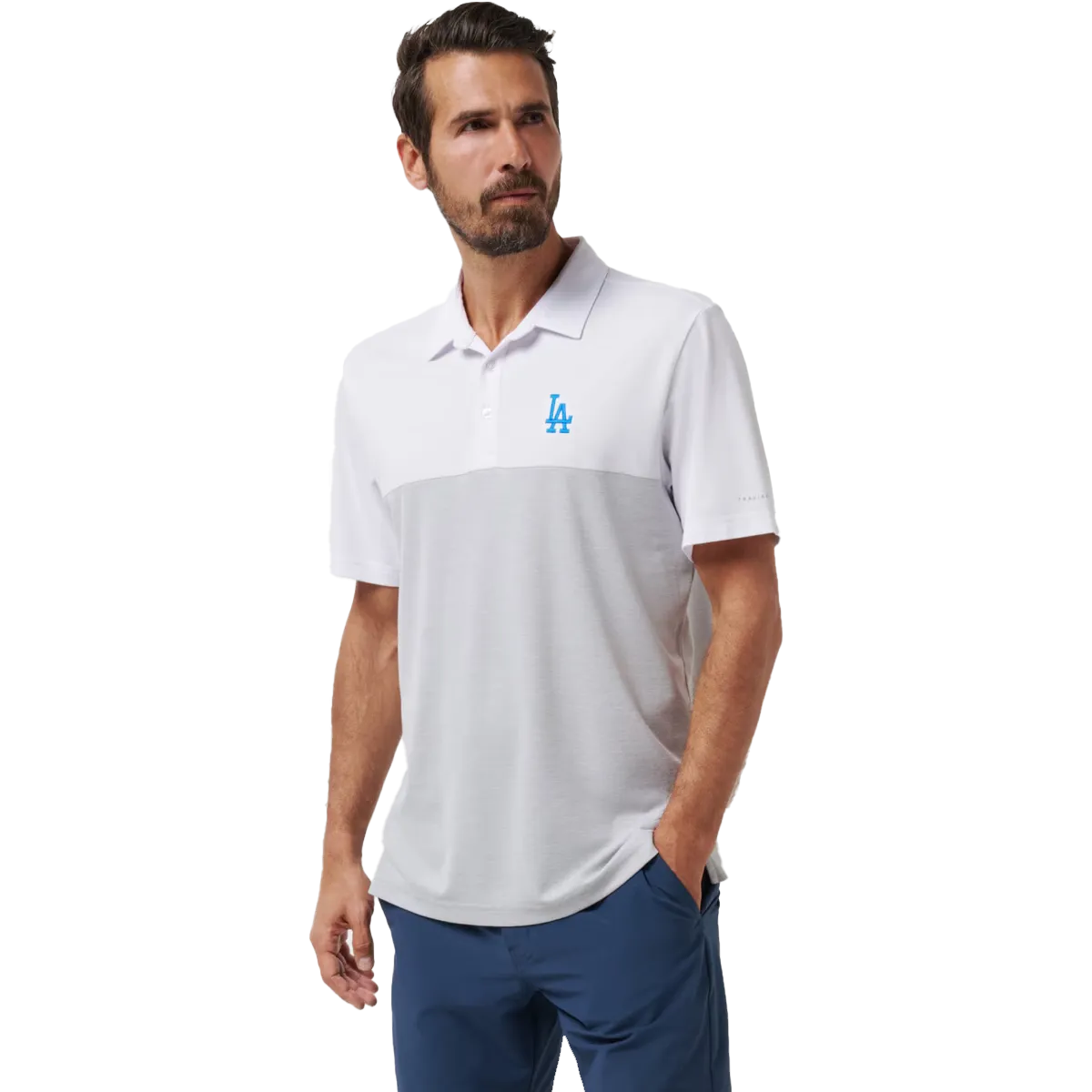 Men's Dodgers Home Run Leader Polo Reinforced Stress Points RibbedNeckline