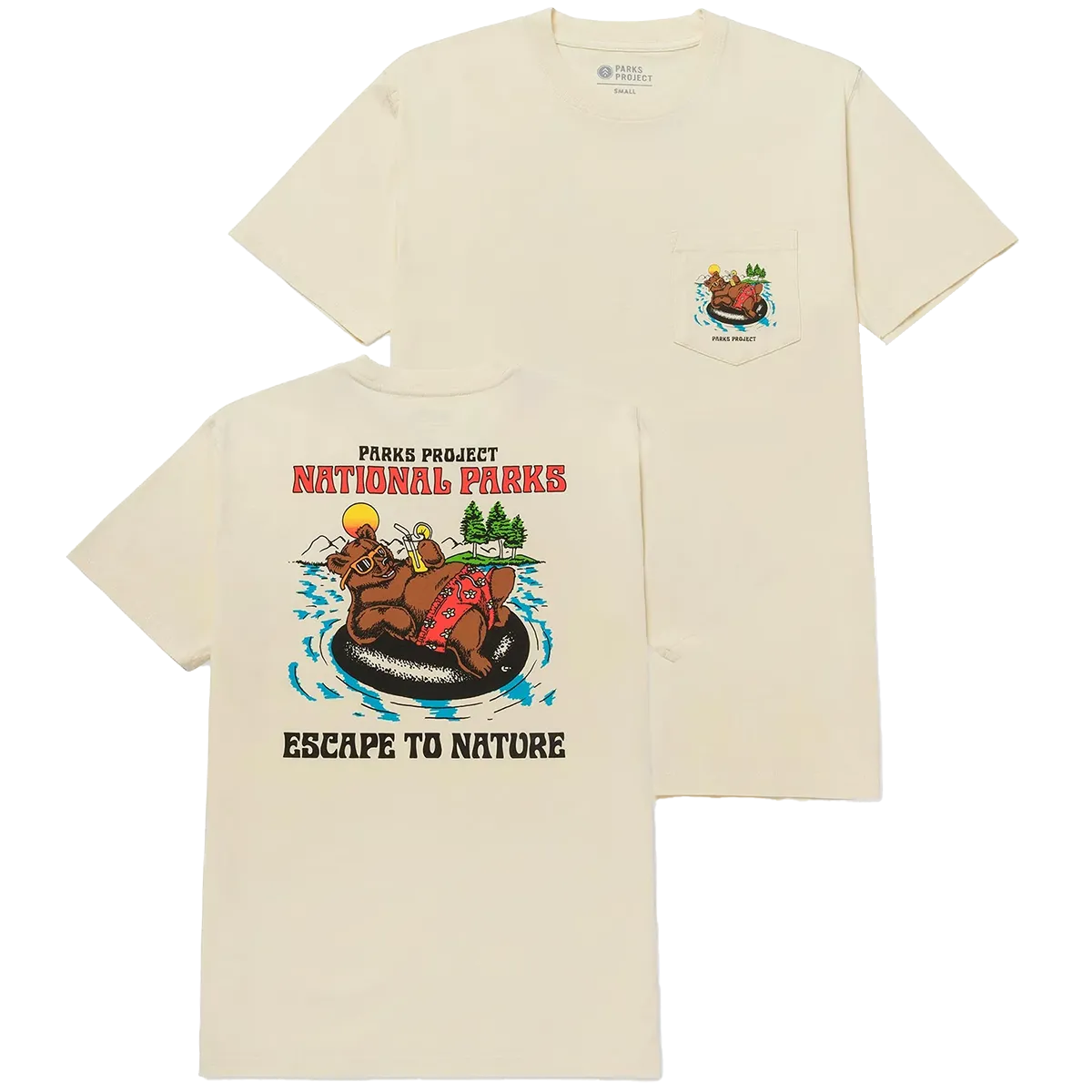 RelaxedFit Flexible Weave Men's Escape to Nature Bear Float Pocket Tee