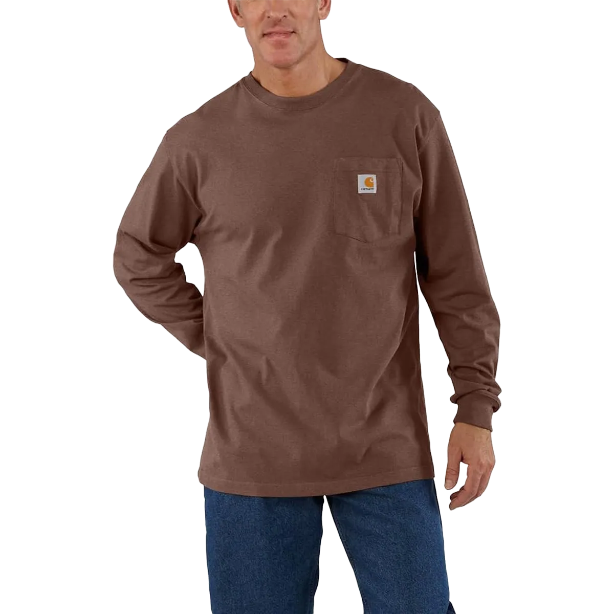 City Casual Moisture Management Fabric Men's Loose Fit Heavyweight Long Sleeve Pocket T-Shirt
