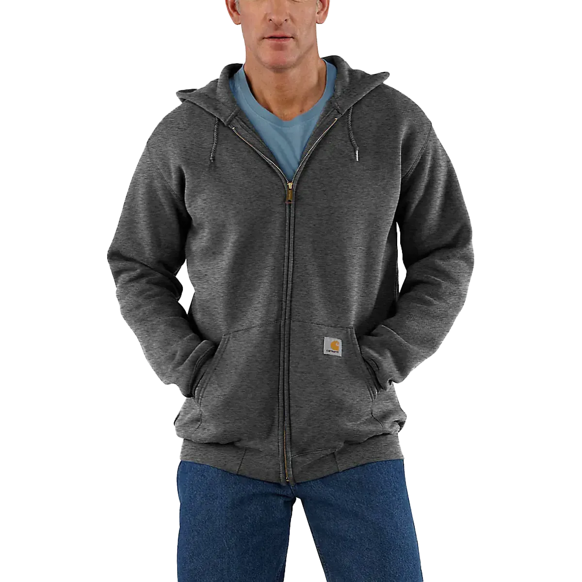 Casual Fit Silhouette Men's Midweight Full Zip Hoodie