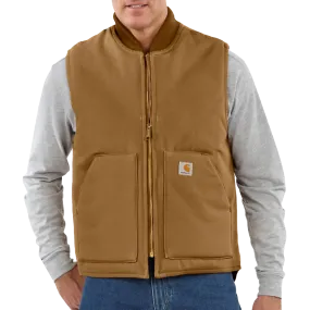 Men's Relaxed Fit Firm Duck Insulated Rib Collar Vest Relaxed Fit Silhouette Light Padding