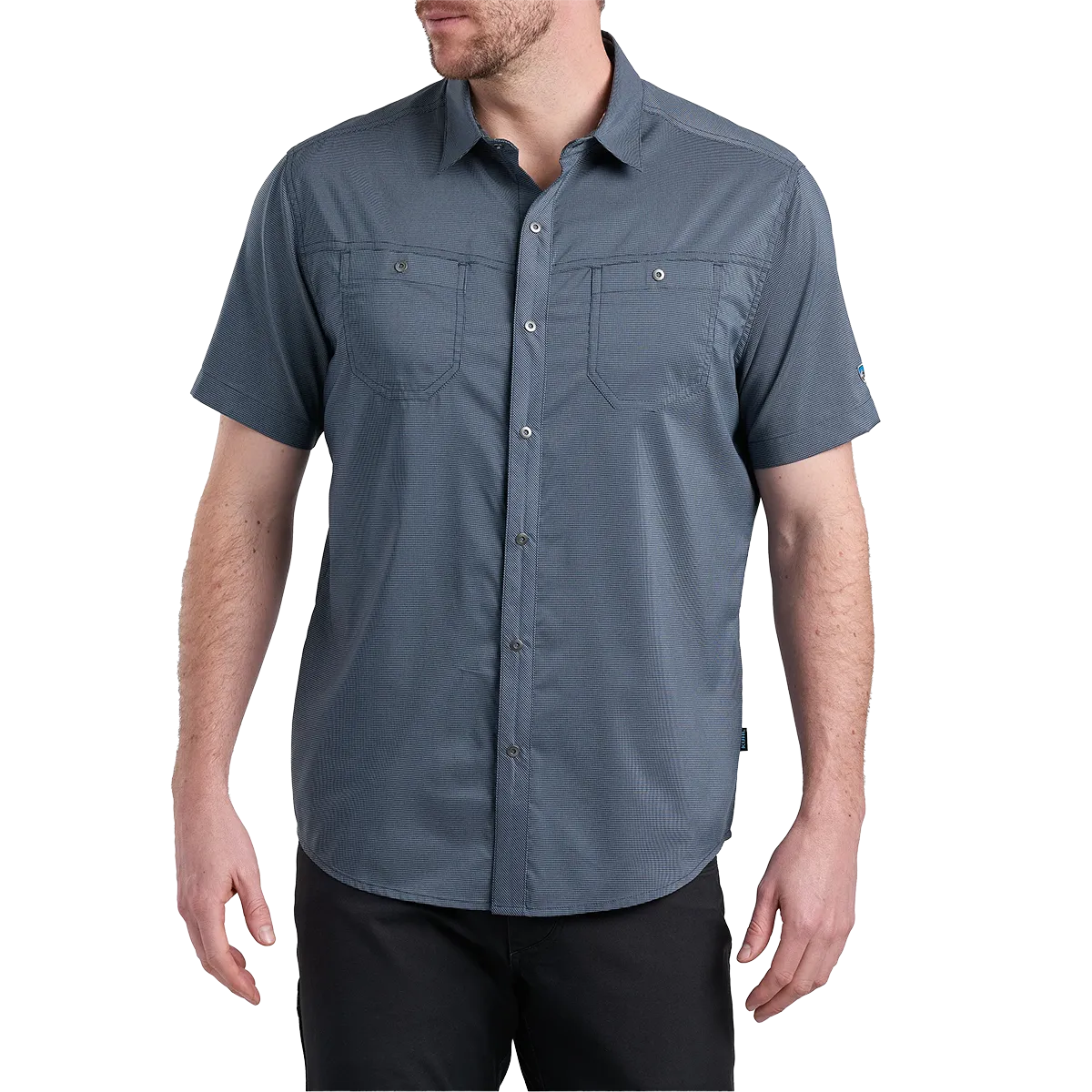 Men's Stretch Stealth Short Sleeve Yarn Dyed Fabric Adaptive Waistband