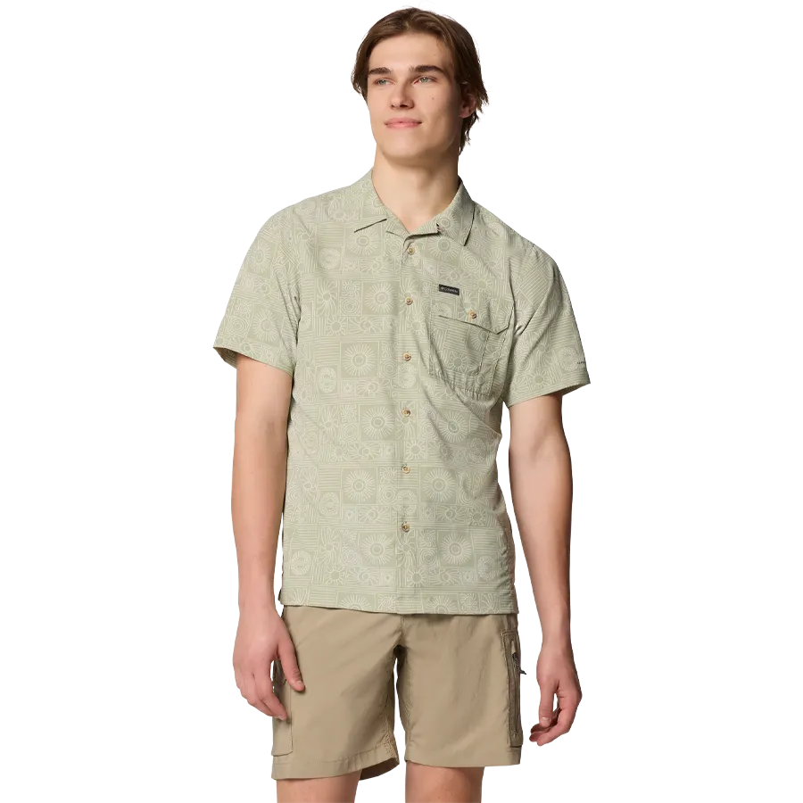 Men's Tech Trail Utility Print Woven Short Sleeve Shirt VentilatedArmholes Anti Microbial Lining