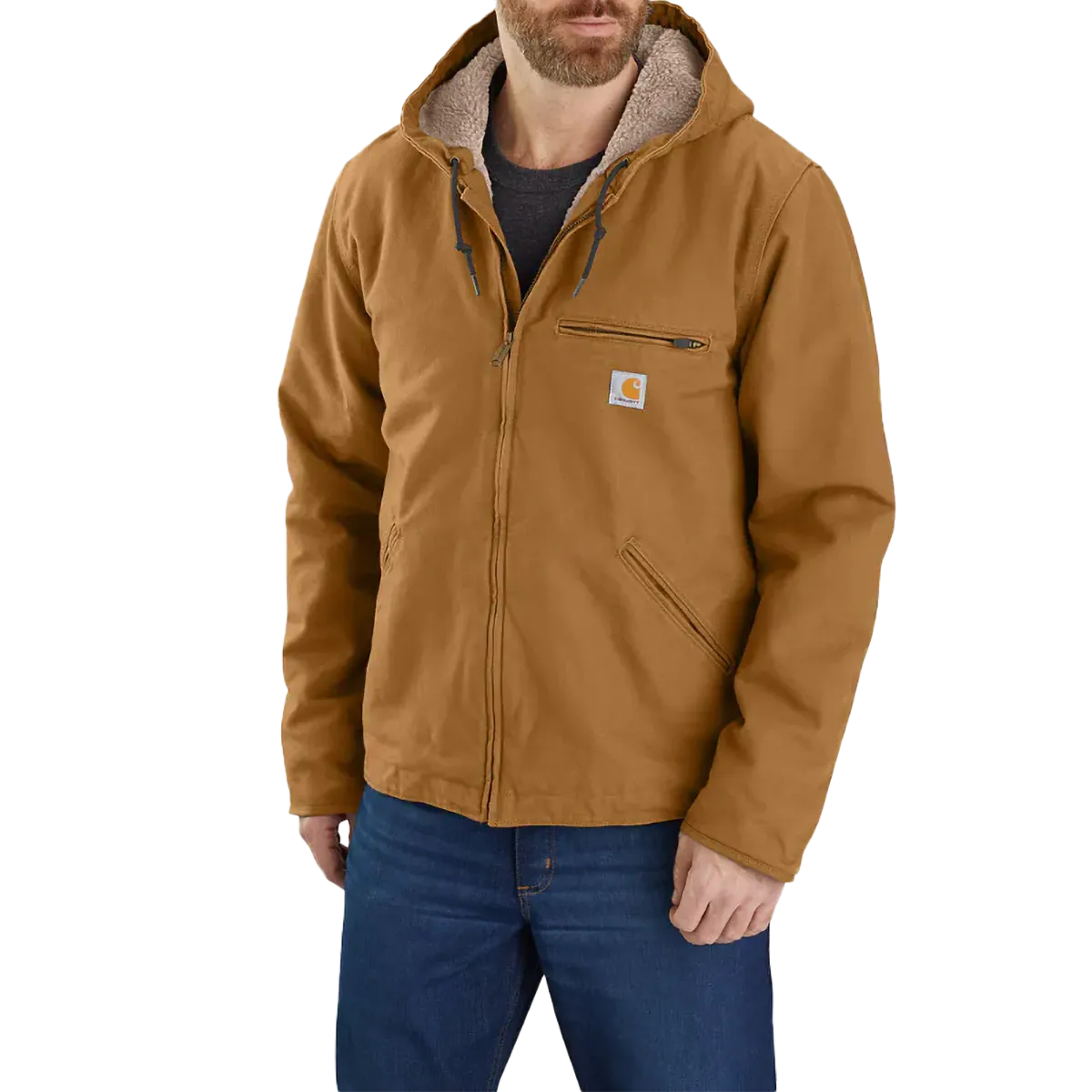 Transitional Wear Non Restrictive Movement Cut Men's Washed Duck Sherpa-Lined Jacket