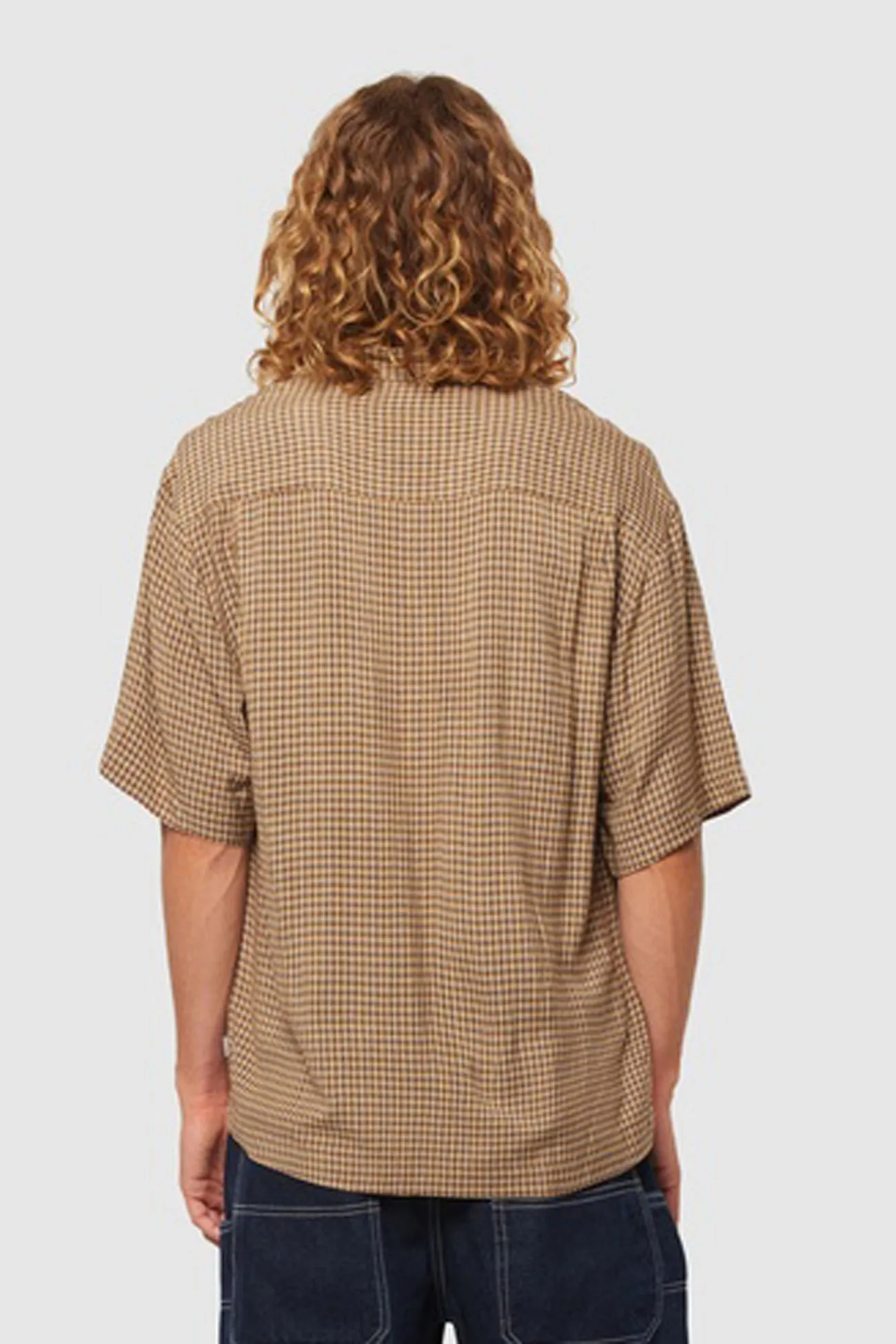 Merbau Check Bowler Biscuit Asymmetrical Cut