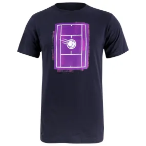button detail Merchant of Tennis Unisex Grunge Court Tee - Navy Noise - reducing