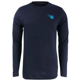 UV-protection Merchant of Tennis Unisex Multi City Court Longsleeve - Navy Frayed hem