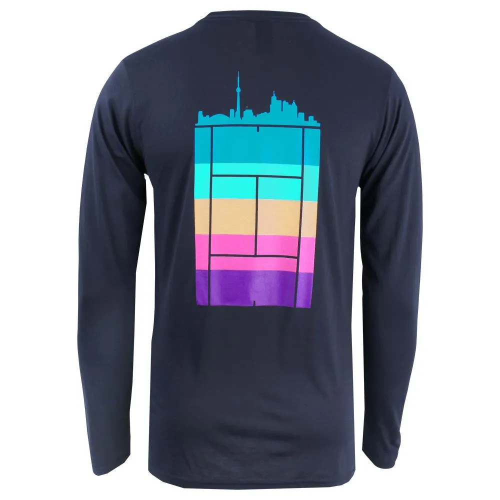 Merchant of Tennis Unisex Multi City Court Longsleeve - Navy Frayed hem Non-Stretchable