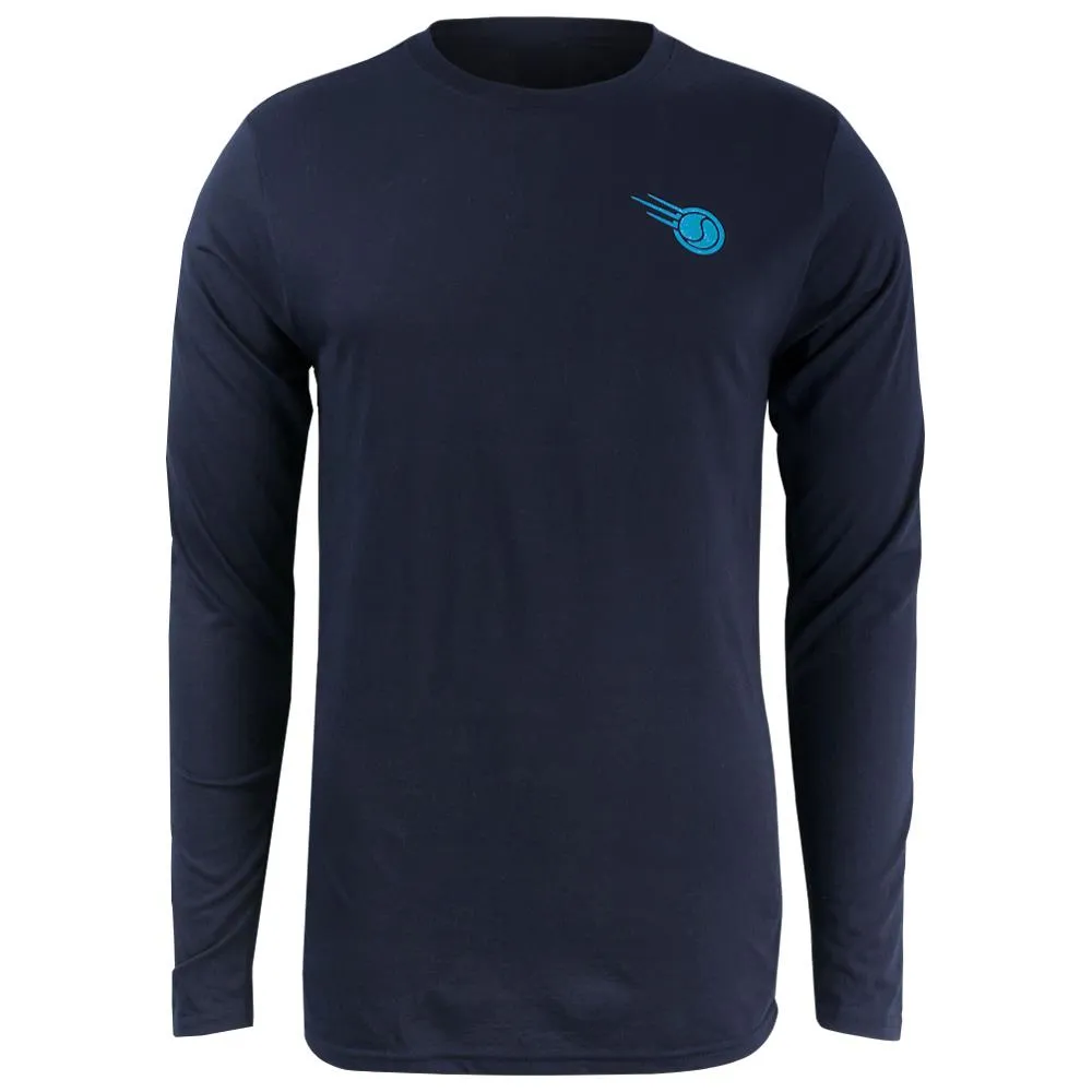 Merchant of Tennis Unisex Multi City Court Longsleeve - Navy Frayed hem Customizable Organic