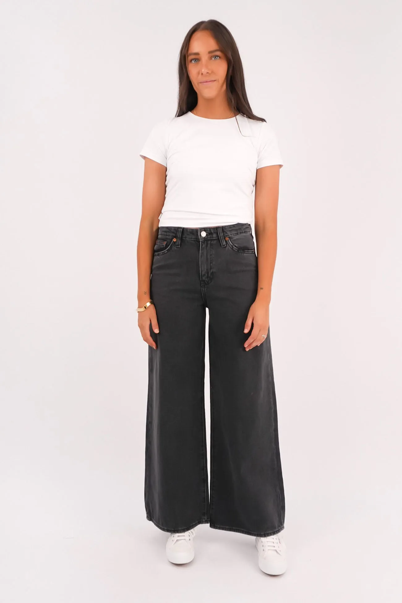 Office Wear Modern Rainy Day Mid A-Line Jean Black Logic