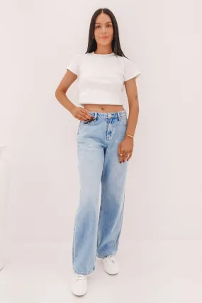 Perfect Basic Mid Baggy Jean Skyline Blue Petite