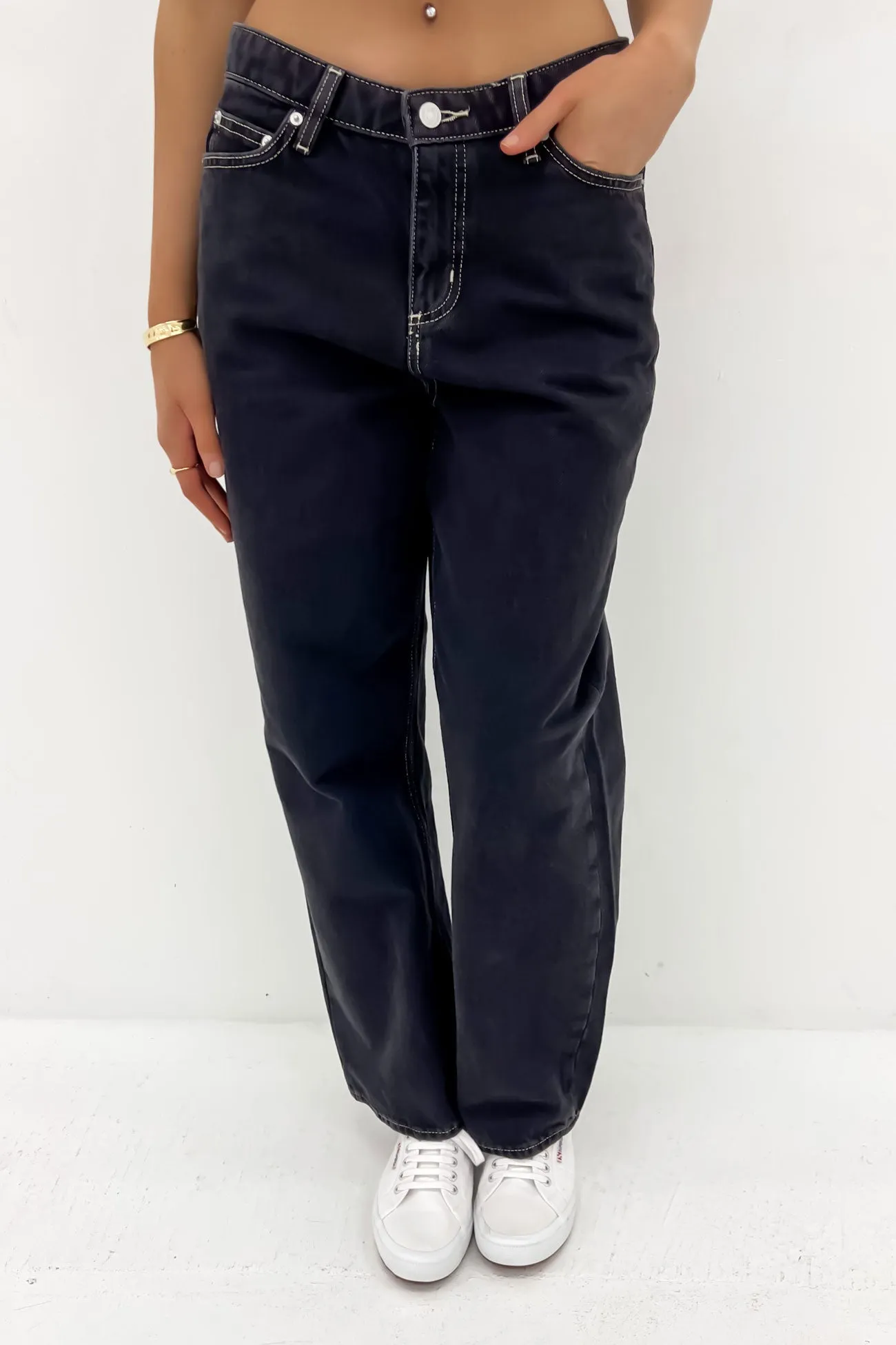 Mid Baggy Jean Throwback Black Petite Relaxed Aesthetic Family Style Minimalist Style Date Night