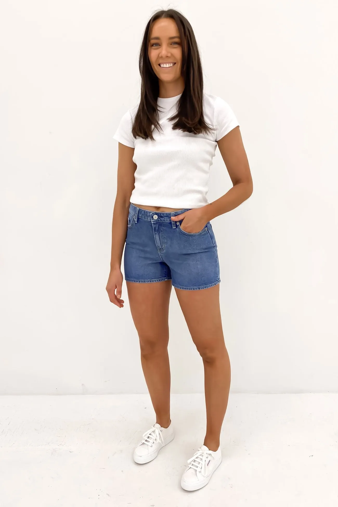School Uniform Mid Mom Short Focus Blue