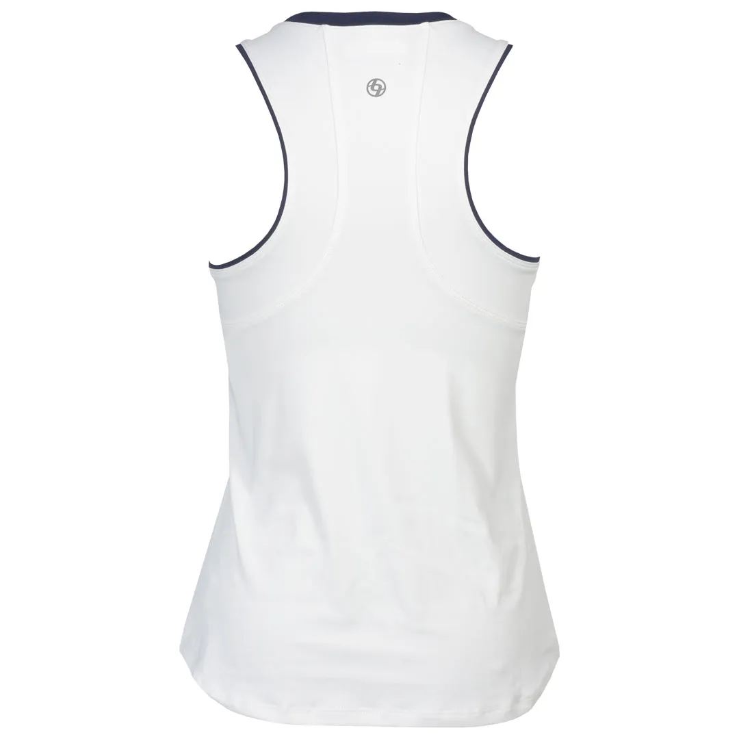 Dry - Cleanable Hem Design Mid Waist Lija Women's The One To Beat Gracey Tank - White/Marine