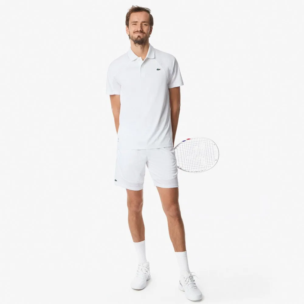 Leather Intricate Detailing Mid-waisted Lacoste Men's Medvedev X Tennis Polo - White