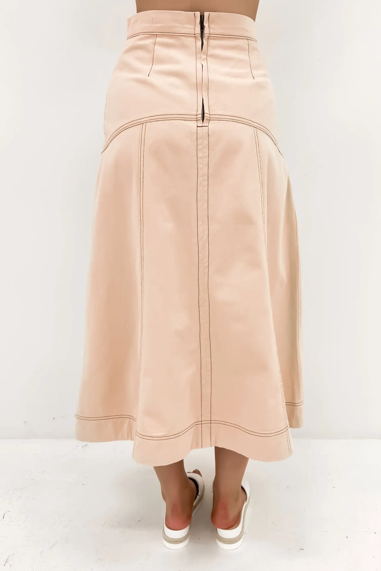 Mikayla Denim Midi Skirt Sand Non see through