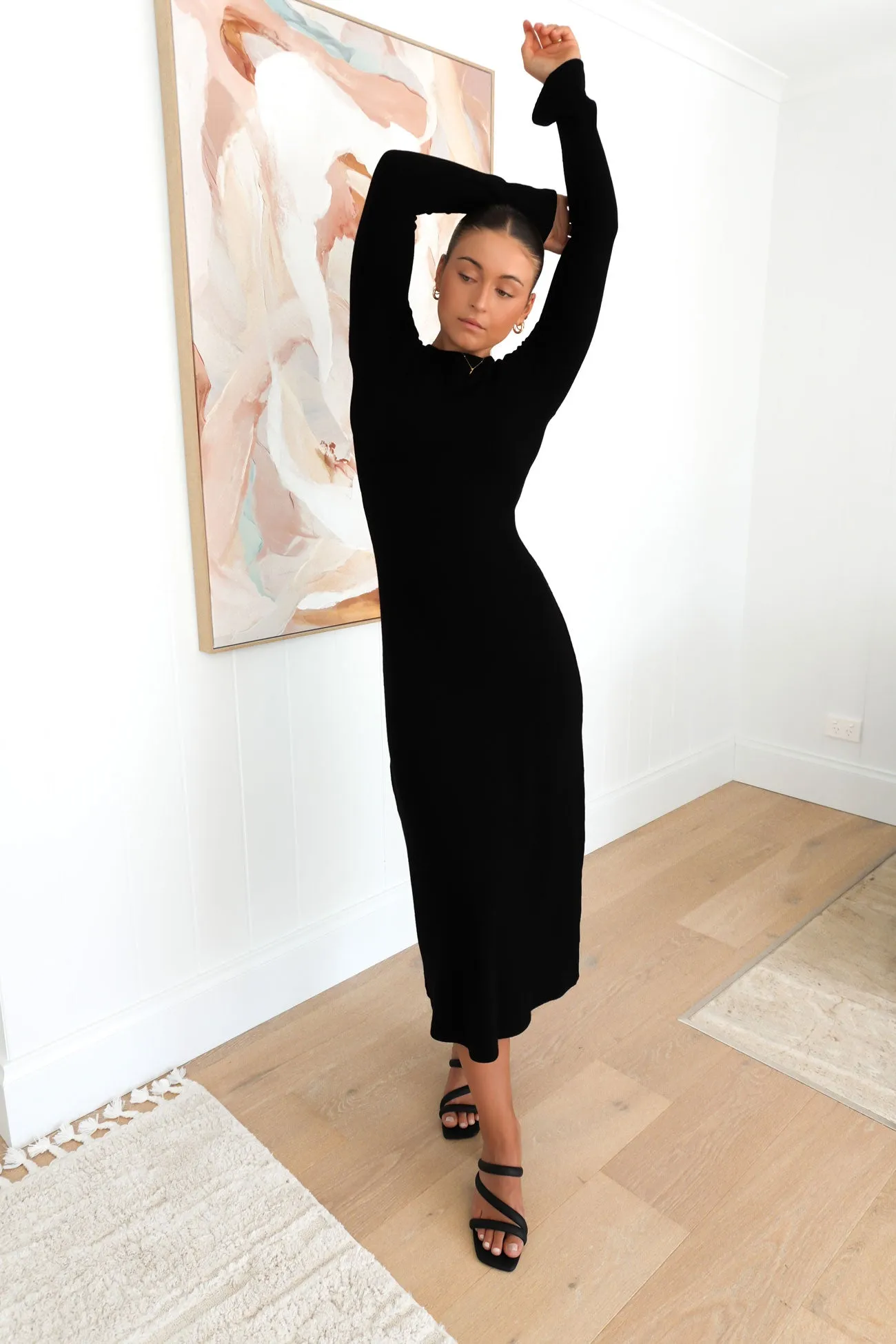 Contrast-Piping Empire Waist Miles Maxi Dress Black