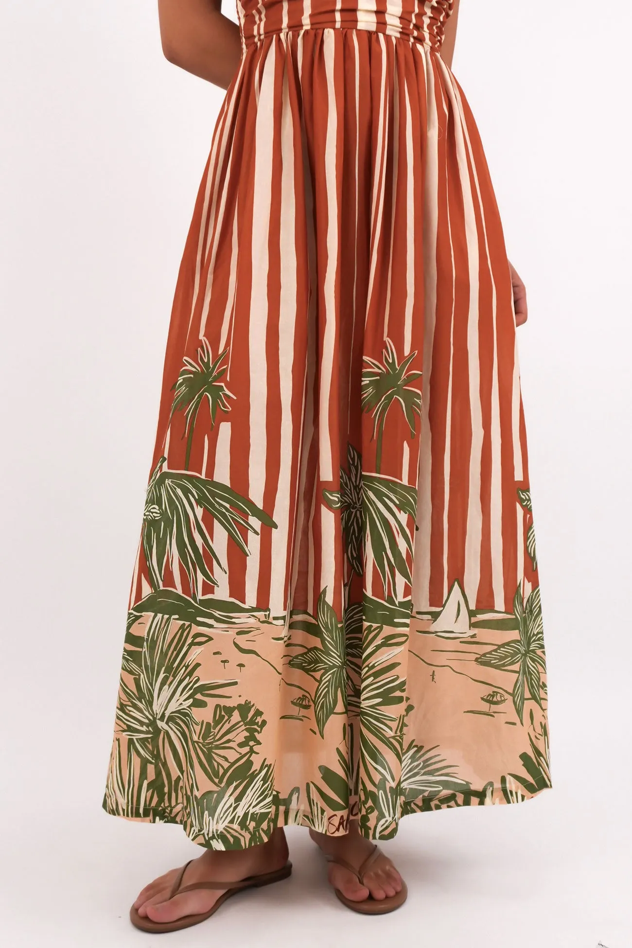 Seasonal Mood Mina Strapless Dress Palm Stripe