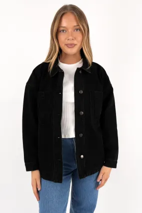 Cozy Layering Dale Shacket Washed Black