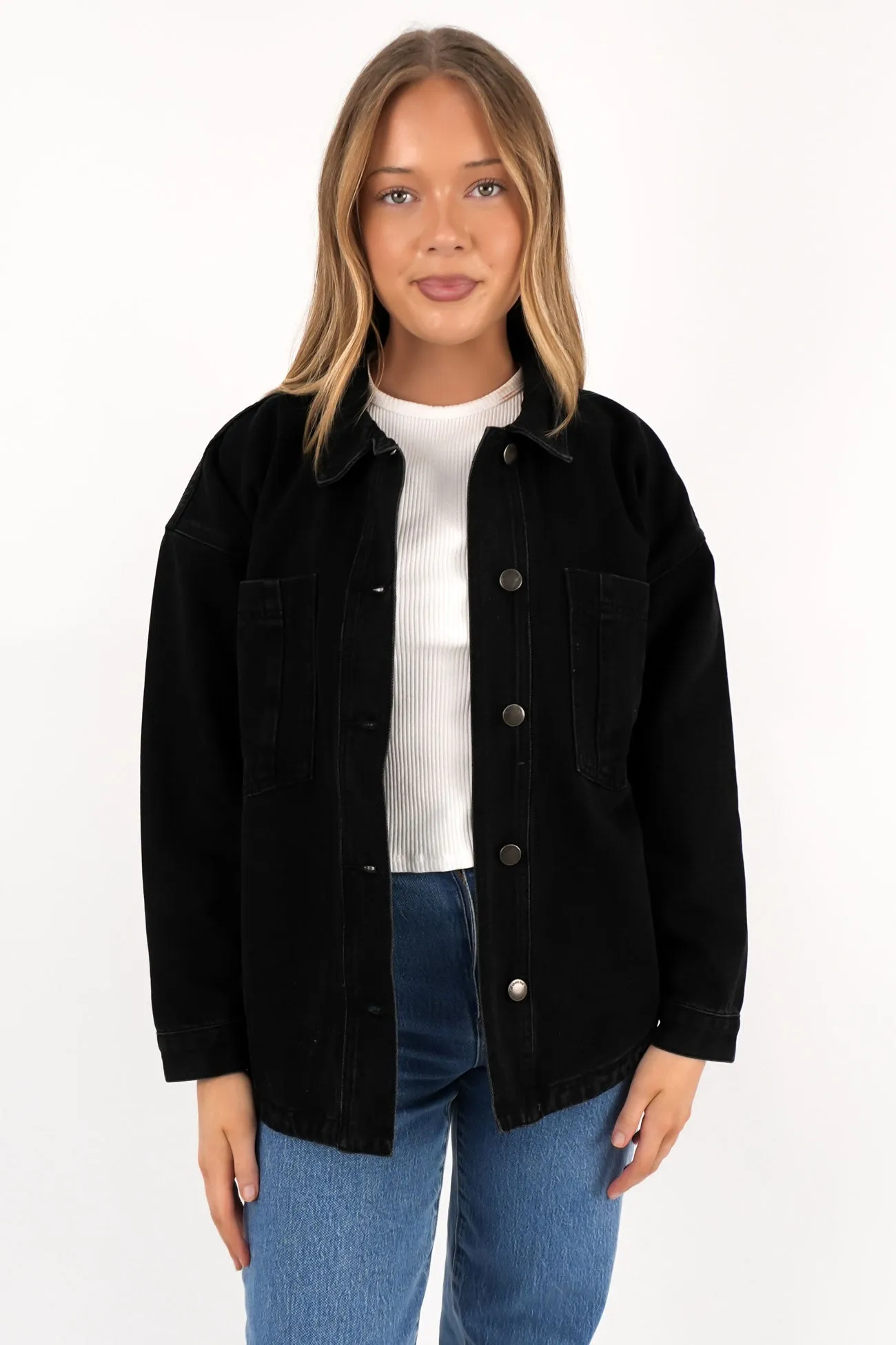 Layered Wind Barrier HighVisibility Trims Dale Shacket Washed Black