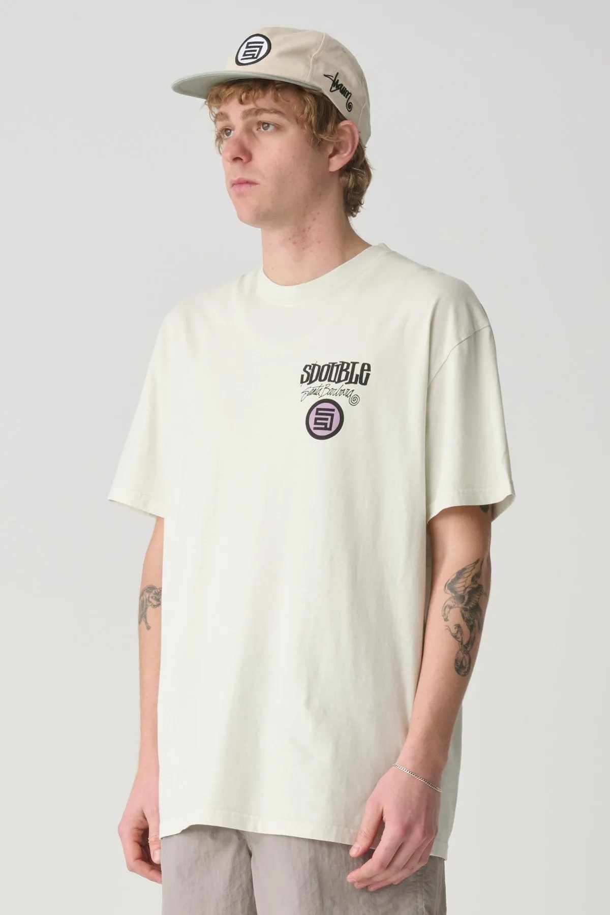 Layered Shoulder Design Combo Platter Tee Washed White