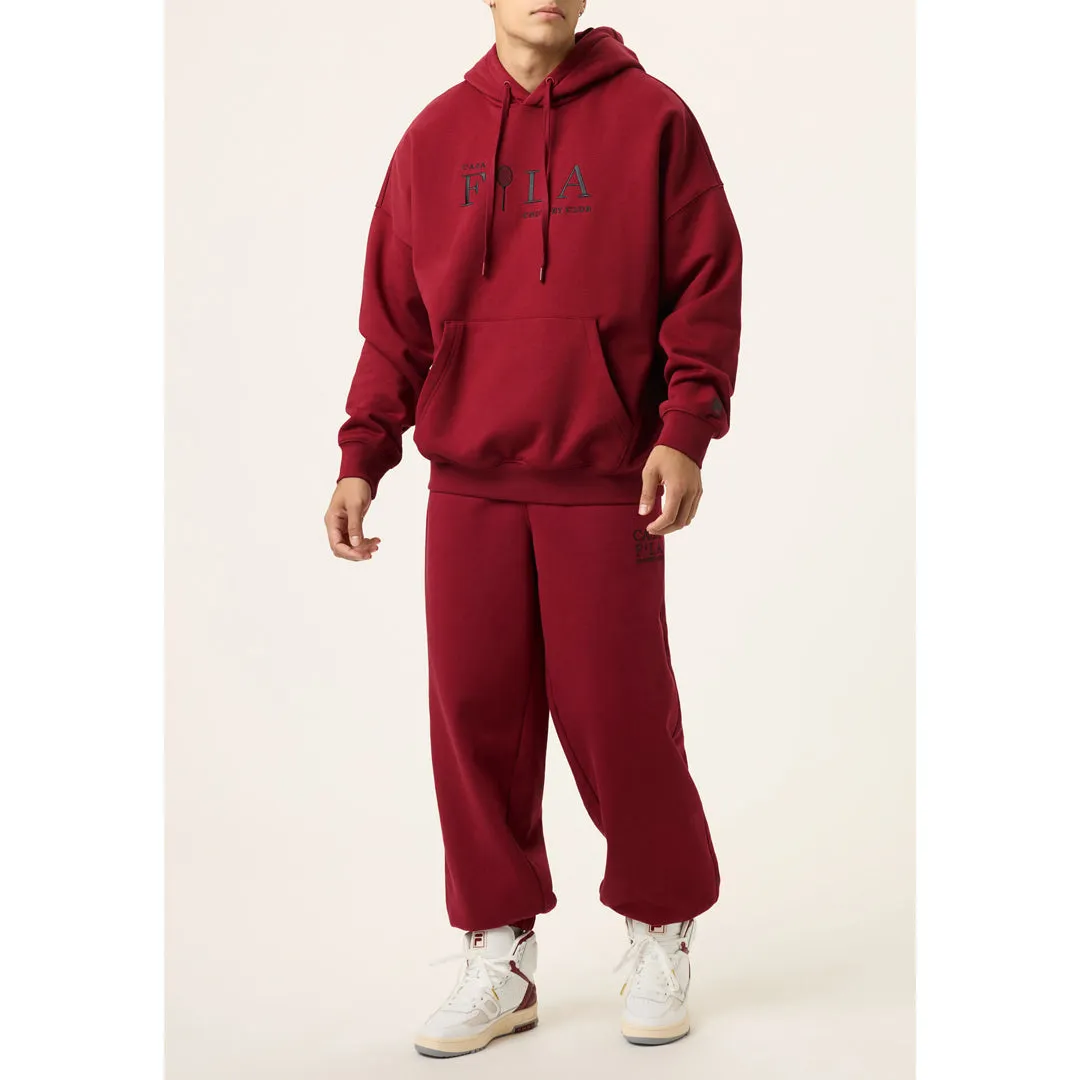 Weaving Minimalist Design Fila Men's Country Club Hoodie - Tibetan Red