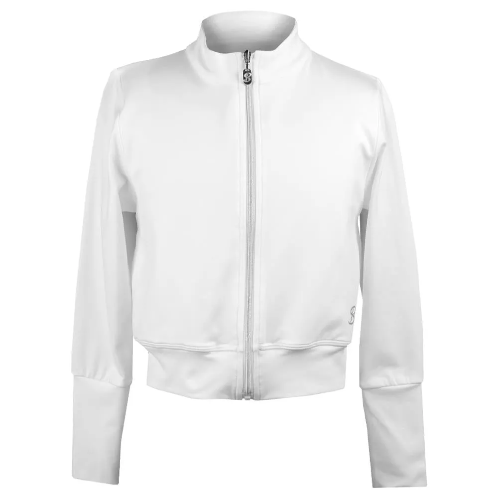 Sofibella Girls White Racquet Jacket - White Anti-Shrinking